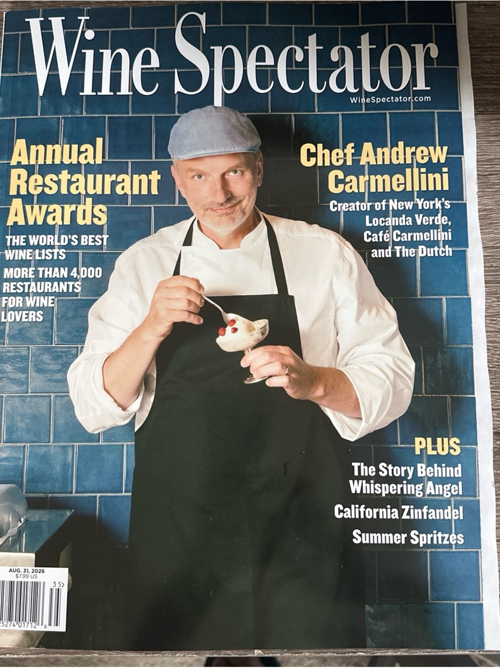 Wine Spectator Magazine - Blue Tile Cover Featuring Chef